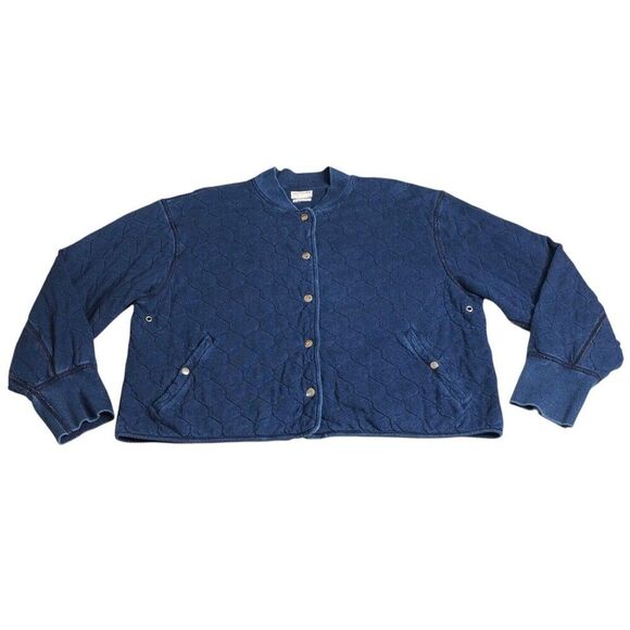rag & bone Jackets & Blazers - Rag And Bone Quilted Liner Jacket Womens L Blue Boxy Snap Pockets Cotton Sweater